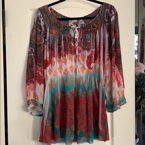 Printed semi sheer blouse